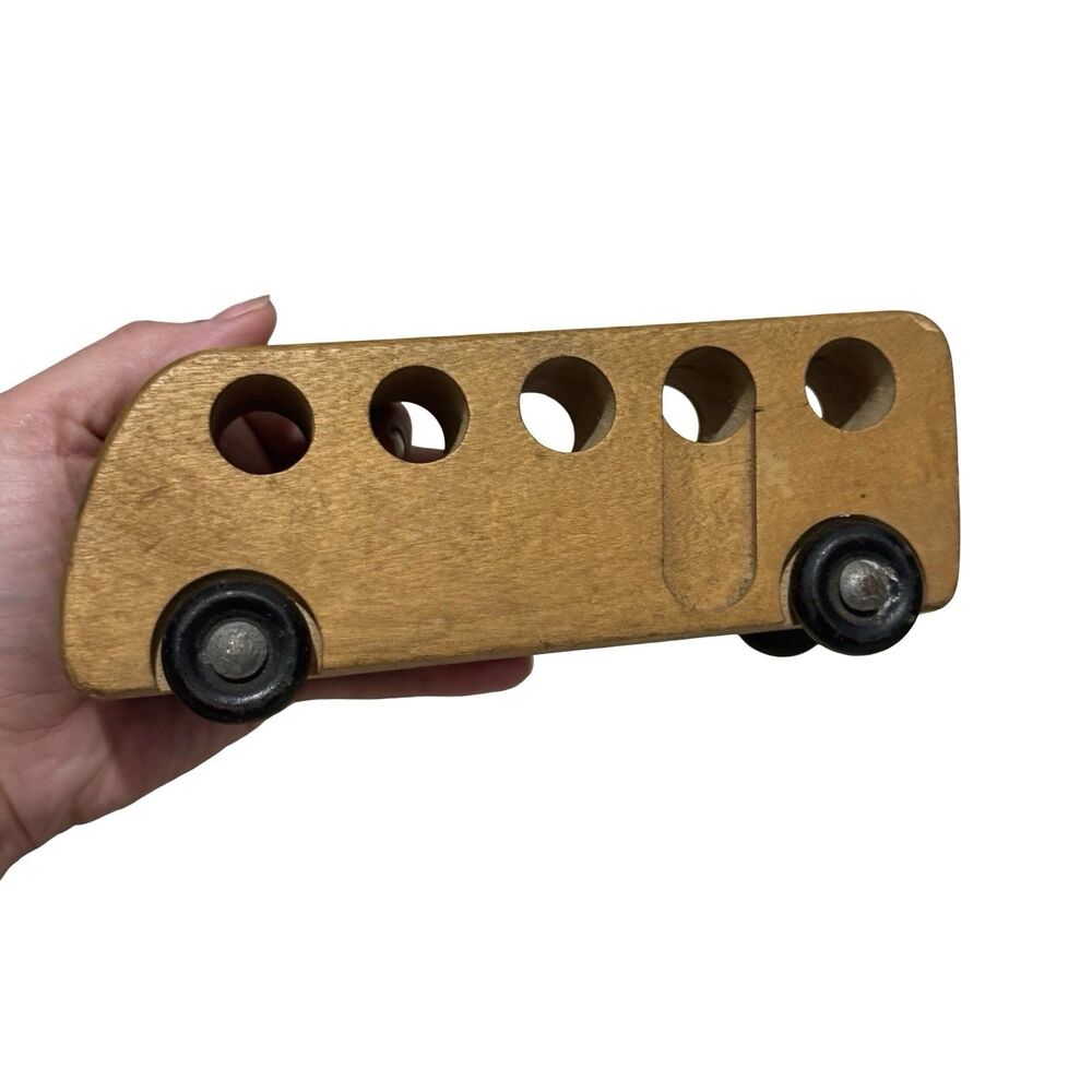 Vintage Wood Car Vehicle 80s 70s Savings Bank Piggy Bank Set Of 3 Toys - Picture 13 of 16